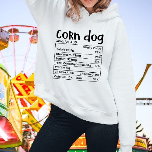 Kids Funny Corn Dog Nutrition Label Hoodie