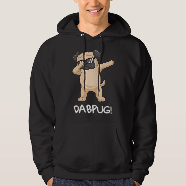 Kids Funny Dabbing pug Gift dog sunglasses Dabpug  Hoodie (Front)