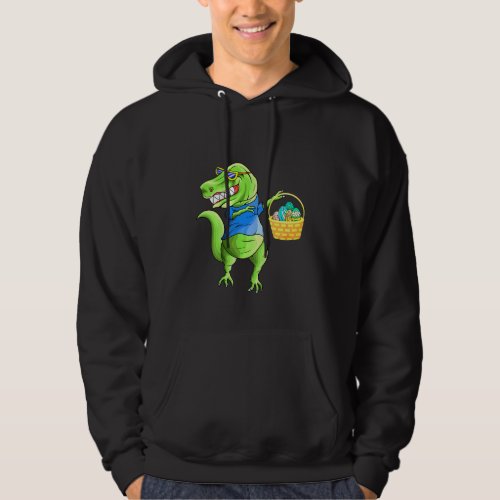 Kids Funny Dinosaurs Dabbing With Easter Egg Baske Hoodie