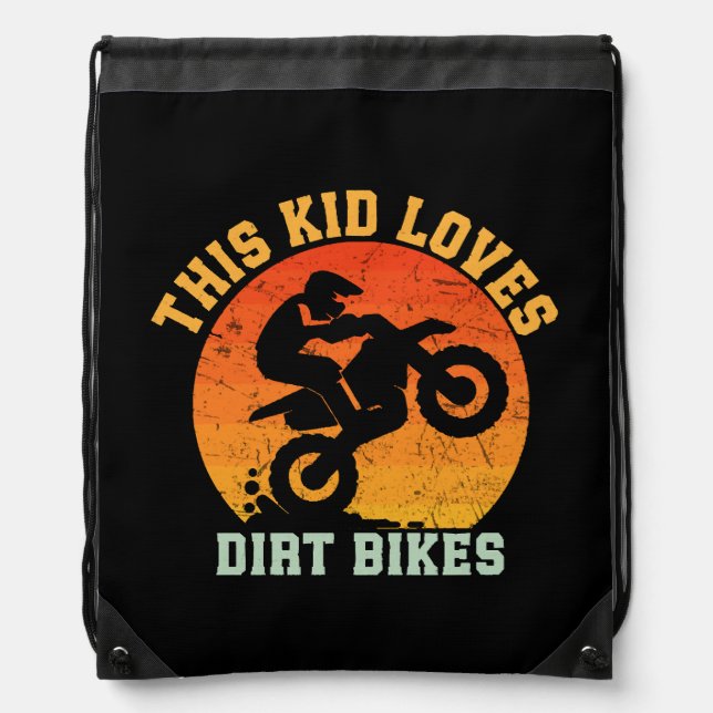 Kids Funny Dirt Bike Drawstring Bag (Front)