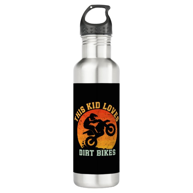 Kids Funny Dirt Bike Stainless Steel Water Bottle (Front)
