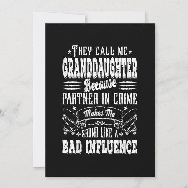 Kids Funny Granddaughter Mom Bad Influence Mothers Holiday Card (Front)