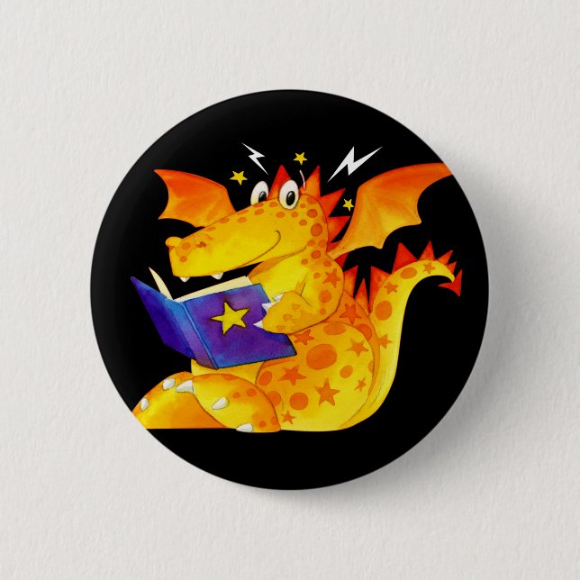 Kid's Funny Halloween Baby Dragon Pinback Button (Front)