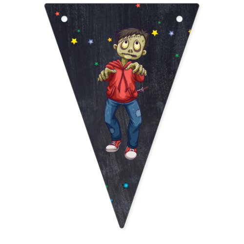 Kids Funny Halloween Costume Birthday Party Bunting Flags