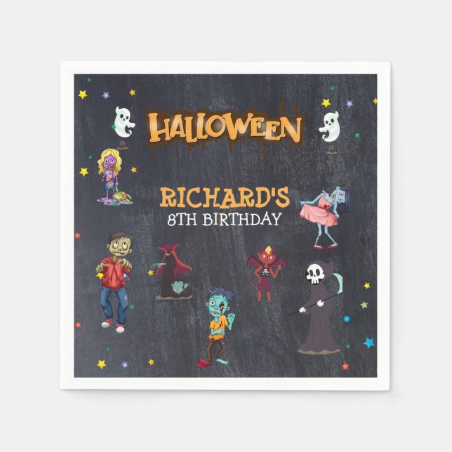 Kids Funny Halloween Costume Birthday Party Napkins (Front)