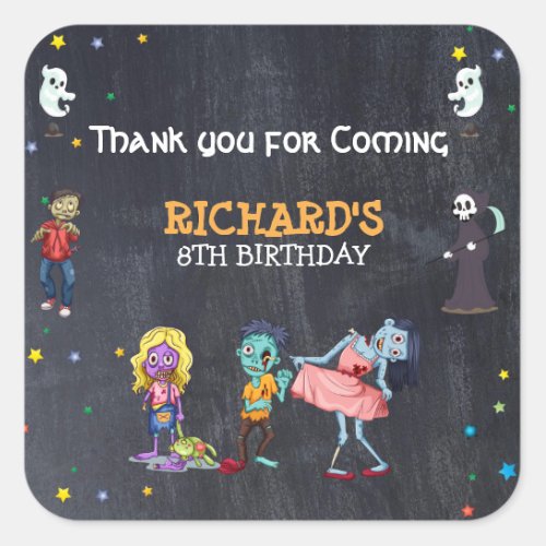 Kids Funny Halloween Costume Birthday Party Square Sticker