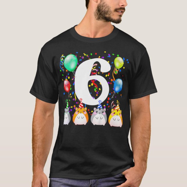 Kids Funny Hamster Guinea Pig 6th Birthday 6 Year  T-Shirt (Front)