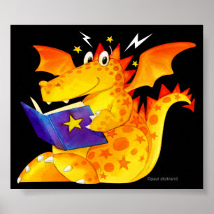 Kid's Funny Magical Baby Dragon Art Poster