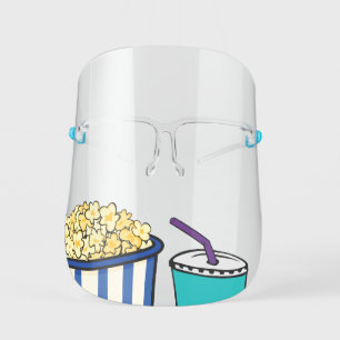 Kids' Funny Movie Theater Snacks w/ Clear Straw Kids' Face Shield