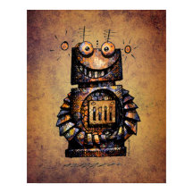 Kid's Funny Rusty Steampunk Robot Art
