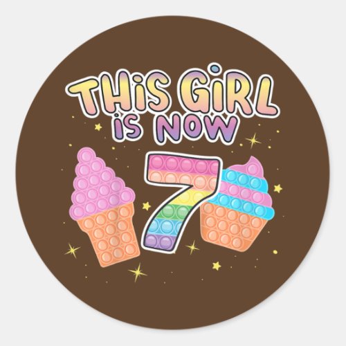 Kids Funny This girl Is Now 7 Cool 7th Birthday Classic Round Sticker