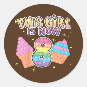 Kids Funny This girl Is Now 8 Cool 8th Birthday Classic Round Sticker