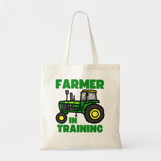Kids Funny Tractor Boy Farmer In Training Farming  Tote Bag (Front)