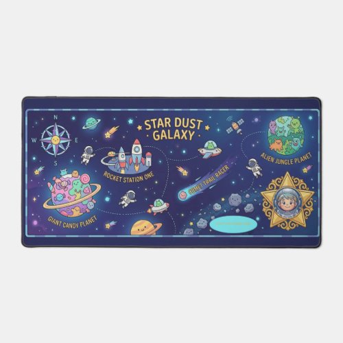 Kids Galaxy Space Map Photo Name Custom Desk Mat