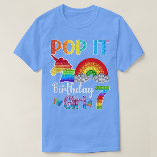 Kids Gameboard 7th Pop It Birthday Funny Pop Cute  T-Shirt (Design Front)