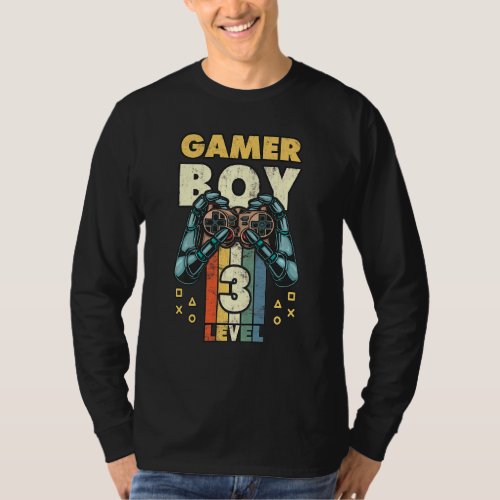 Kids Gamer Boy Birthday Retro Vintage 3rd Birthday T_Shirt