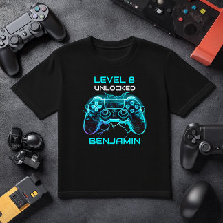 Kids Gamer Personalized Level Up Birthday T-Shirt