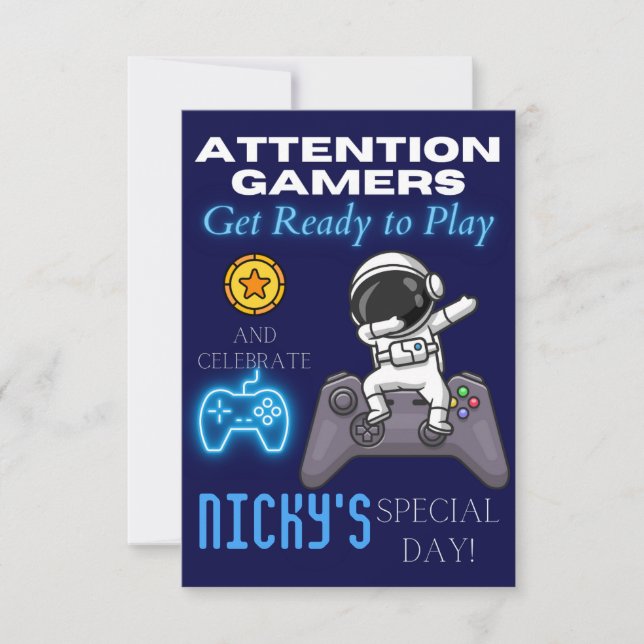 Kids Gamer Themed Gaming Birthday Invitations (Front)