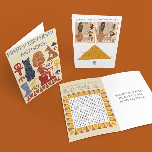 Kids Games and Activities Egypt Themed Birthday Card