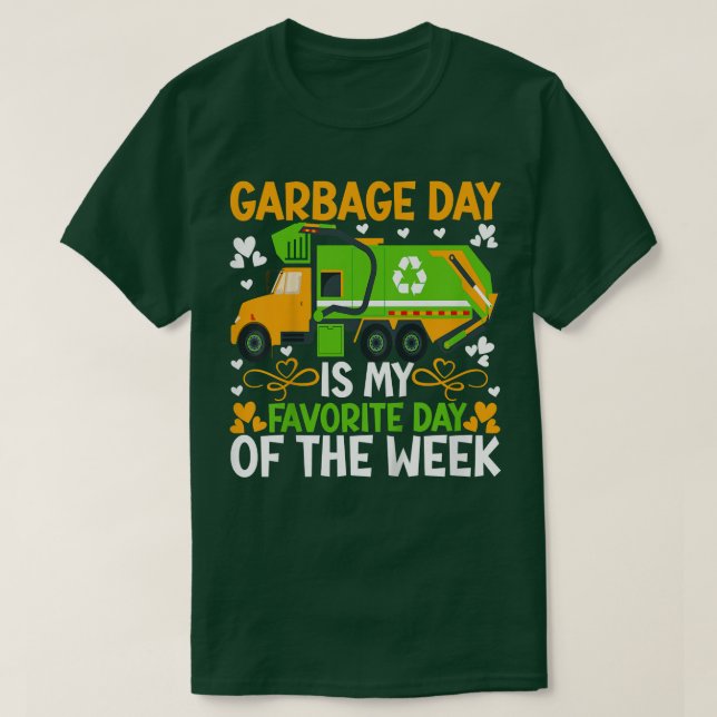 Kids Garbage Day Garbage Truck Costume For Boys To T-Shirt (Design Front)