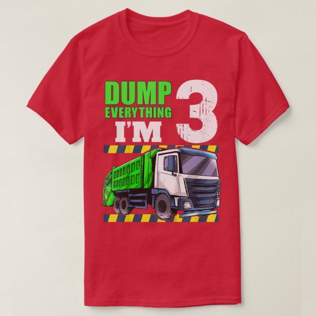 Kids Garbage Truck 3rd Birthday Boy 3 Year Old Thr T-Shirt (Design Front)