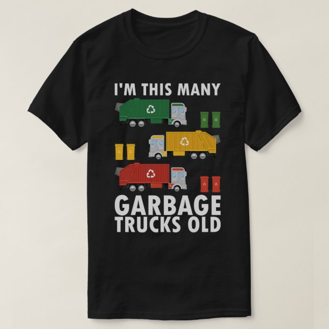 Kids Garbage Truck Birthday Shirt 3 Year Old Boy 3 (Design Front)