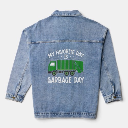 Kids Garbage Truck Boys My Favorite Day Is Garbage Denim Jacket