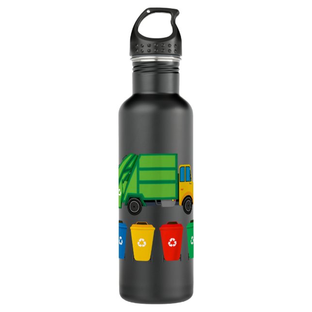 Kids Garbage Truck Recycling Bins Earth Day Childr Stainless Steel Water Bottle (Front)