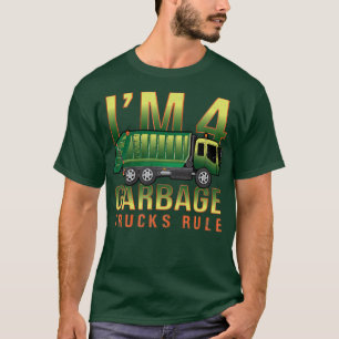 Kids Garbage Trucks Rule I'm 4 Years Old Garbage T T-Shirt