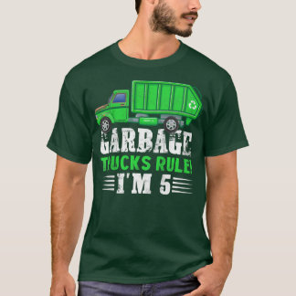Kids Garbage Trucks Rule I'm 5 Years Old Garbage T T-Shirt