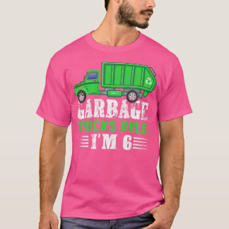 Kids Garbage Trucks Rule I'm 6 Years Old Garbage T T-Shirt