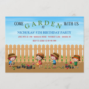 Kid's Gardening Party Invitations