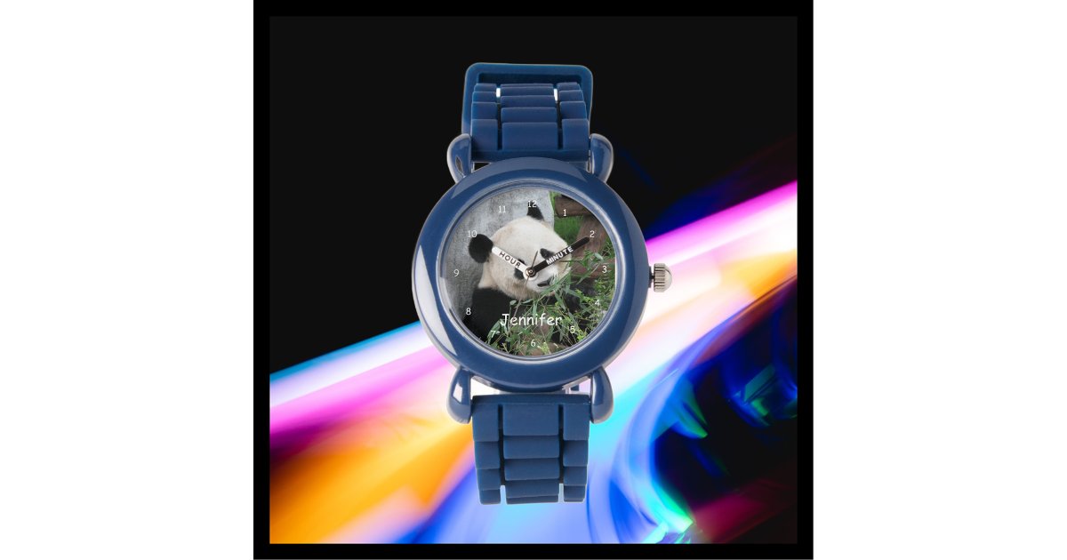 Kids Giant Panda, Blue Silicone Strap Wrist Watch | Zazzle