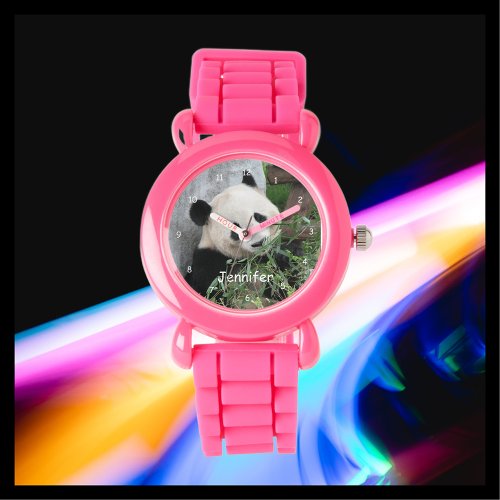 Kids Giant Panda Pink Strap Wrist Watch