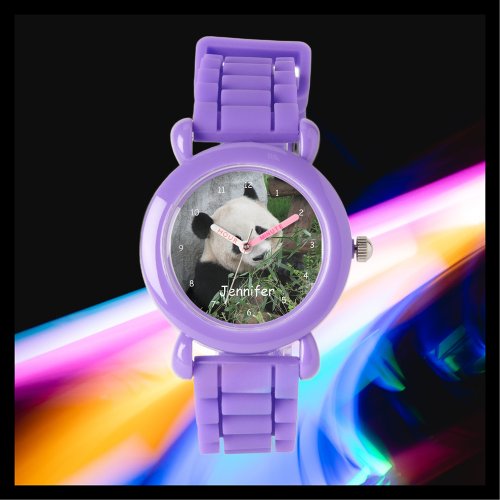 Kids Giant Panda Purple Strap Wrist Watch