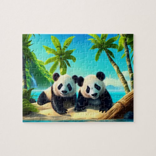 Kids Giant Pandas Jigsaw Puzzle _ Tropical