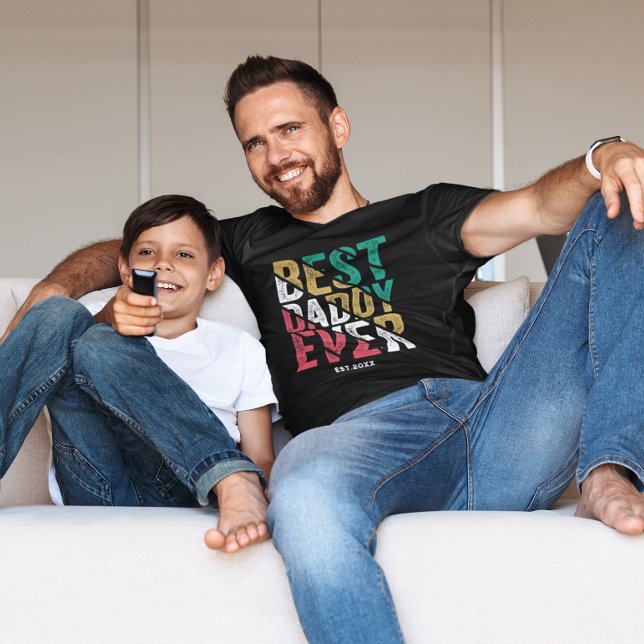 Kid's Gift To Father Modern Typography Best Daddy  T-Shirt (Creator Uploaded)
