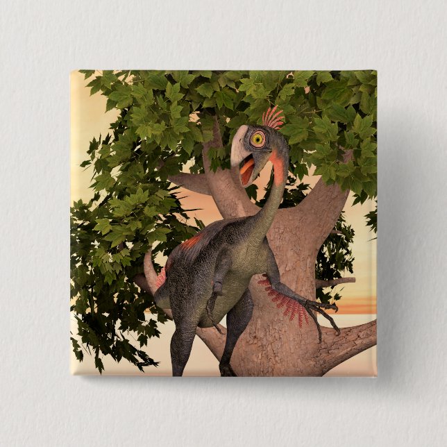 Kids Gigantoraptor Dinosaur Adventure Art Button (Front)