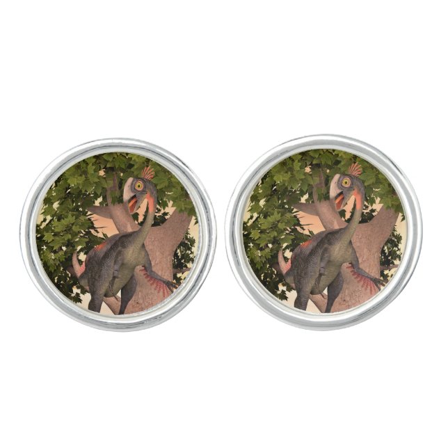 Kids Gigantoraptor Dinosaur Adventure Art Cufflinks (Front)
