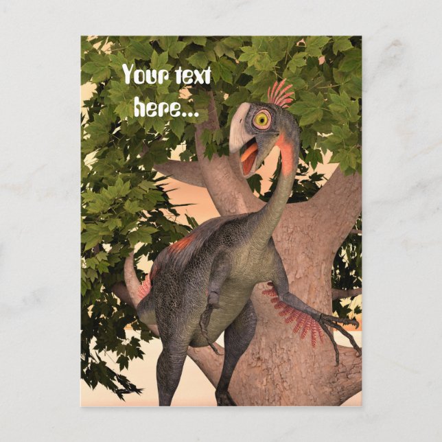 Kids Gigantoraptor Dinosaur Adventure Art Postcard (Front)