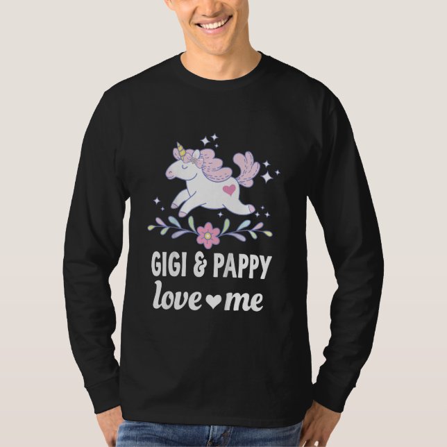 Kids Gigi and Pappy Love Me Granddaughter Unicoen T-Shirt (Front)