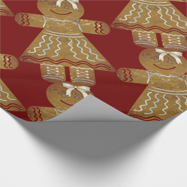 Kids Gingerbread Girly II Christmas Wrapping Paper (Corner)
