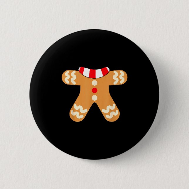 Kids Gingerbread Man Costume Matching Christmas  Button (Front)