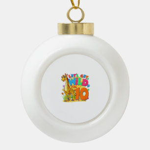 Kids Giraffe Birthday Party 10 Year Old Boy 10th B Ceramic Ball Christmas Ornament
