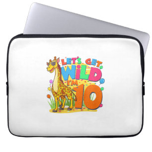 Kids Giraffe Birthday Party 10 Year Old Boy 10th B Laptop Sleeve