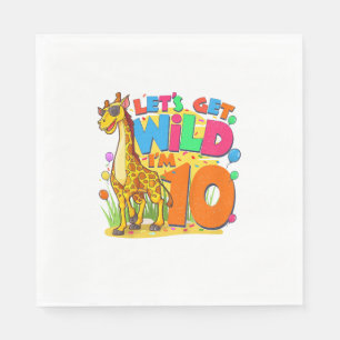 Kids Giraffe Birthday Party 10 Year Old Boy 10th B Napkins