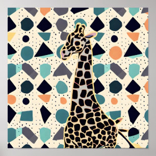 Kids Giraffe Colorful Dots  Poster