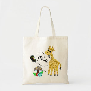 Kid's Giraffe Love Books Personalized Book Tote Bag