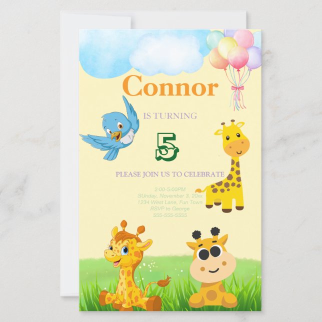 Kids giraffe theme birthday (Front)