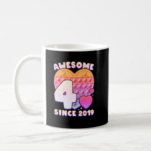Kids Girl 4th Birthday Awesome Since 2019 Pop it h Coffee Mug